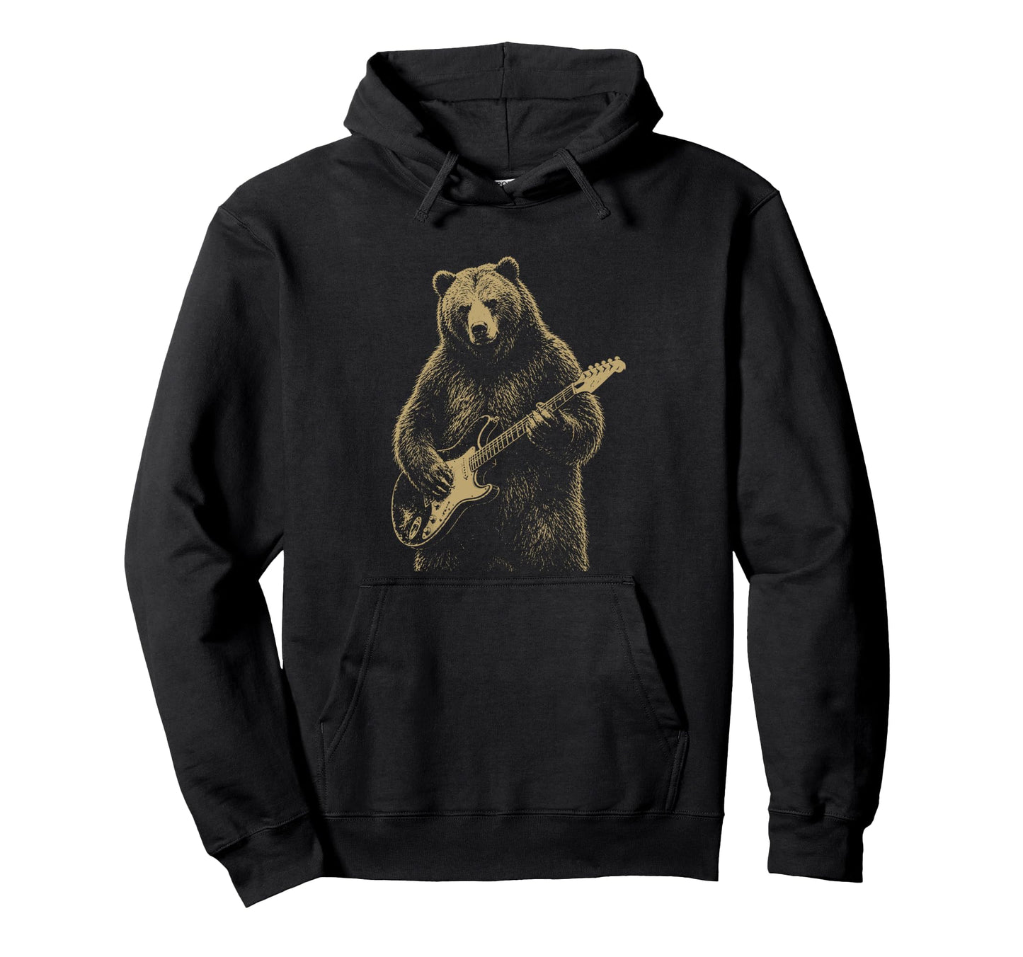 Bear Playing Electric Guitar Rocker Hoodie - Casual Everyday Wear Men Women - T-Shirt, Sweatshirt, Hoodie