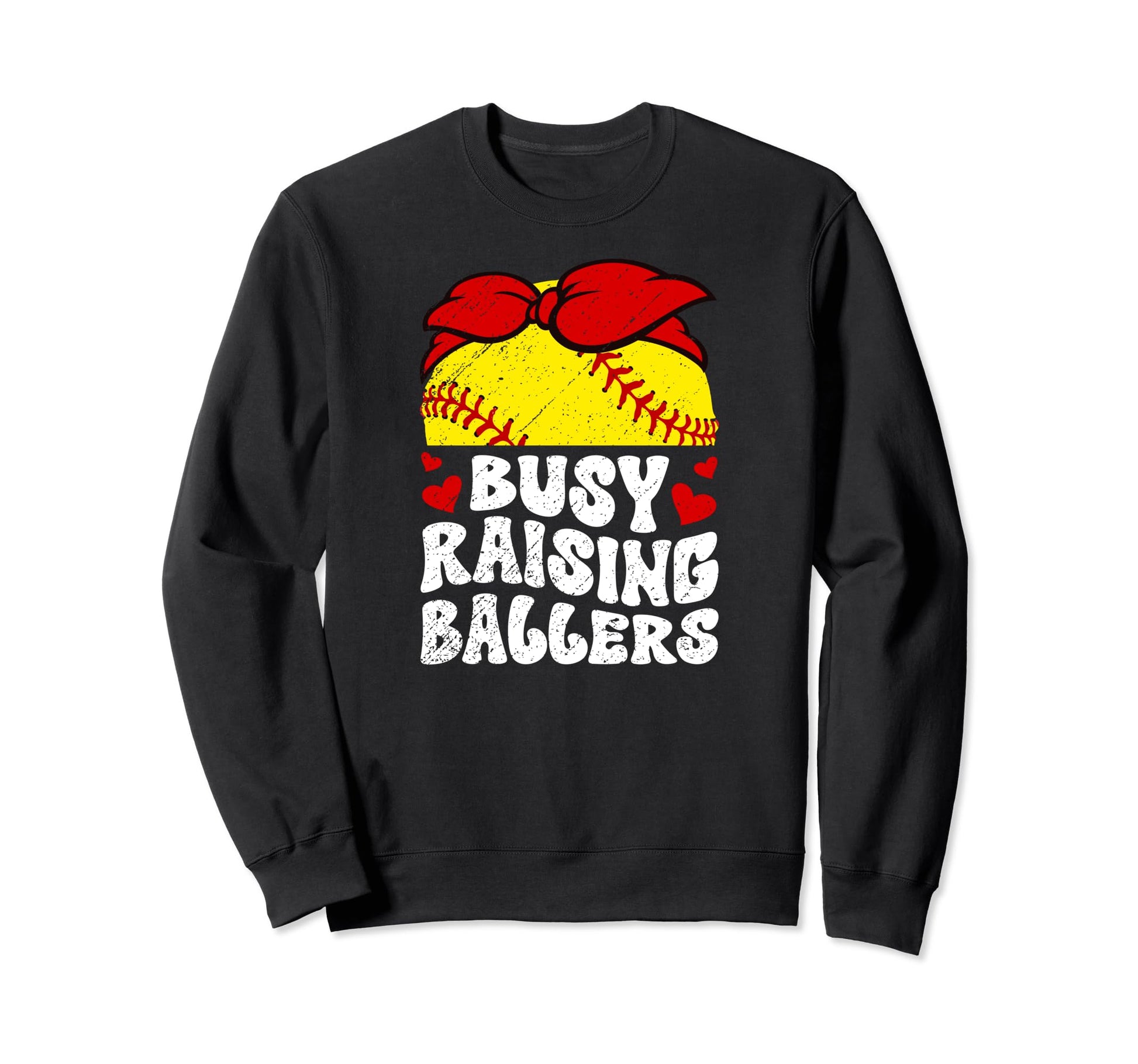 Busy Raising Ballers Softball Mom Sweatshirt - Graphic Print Unisex - T-Shirt, Sweatshirt, Hoodie