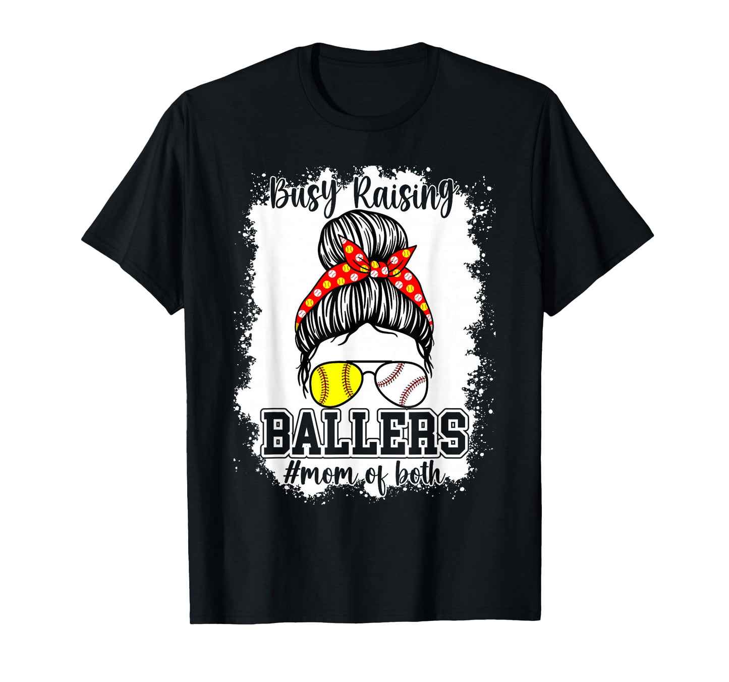 Messy Bun Mom Both Baseball Softball T-Shirt - Trendy Graphic for Adults - T-Shirt, Sweatshirt, Hoodie