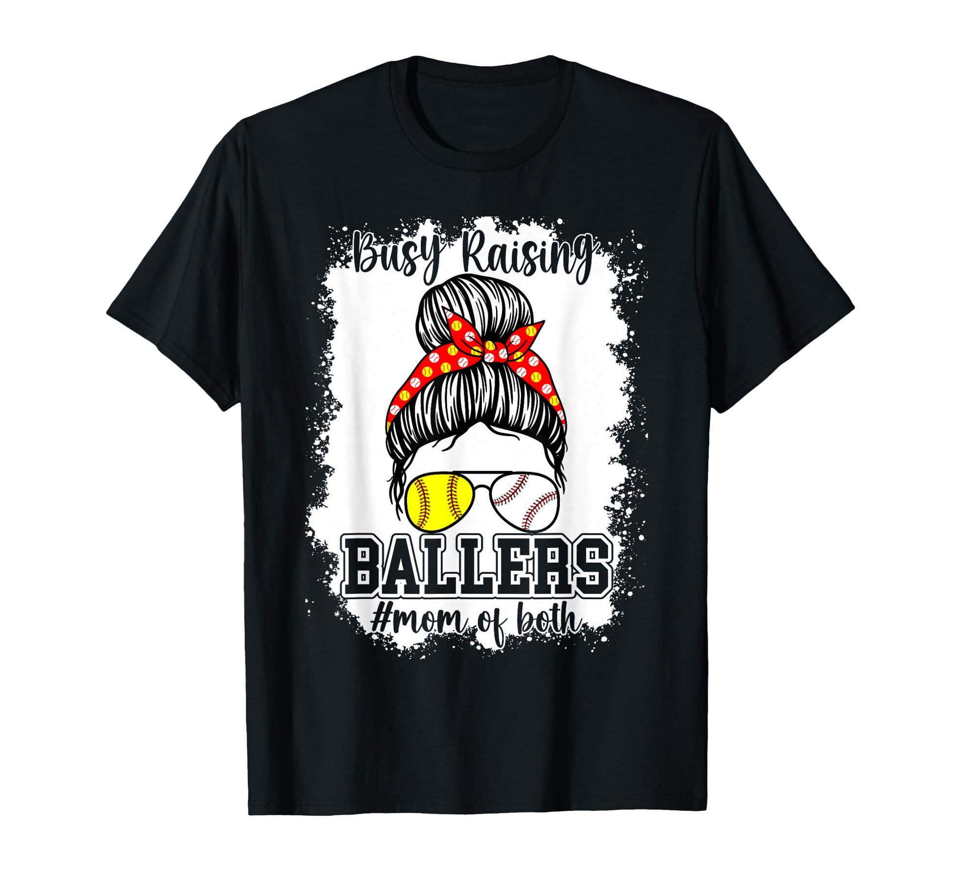 Messy Bun Mom Both Baseball Softball T-Shirt - Trendy Graphic for Adults - T-Shirt, Sweatshirt, Hoodie