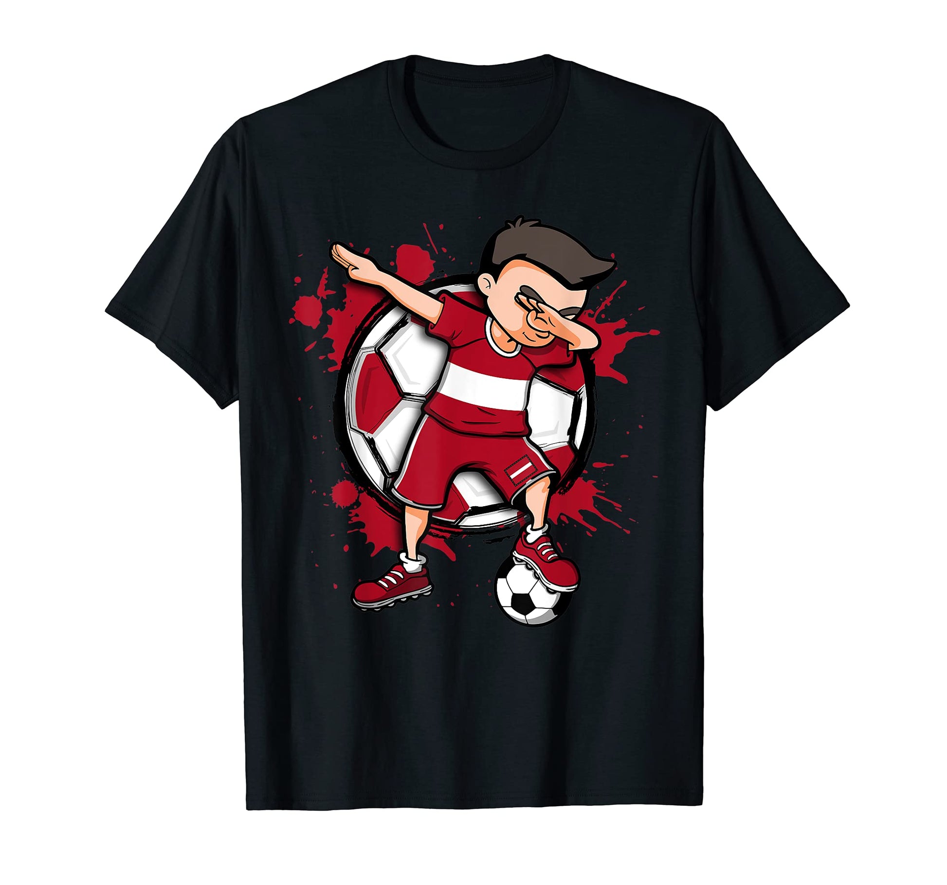 Dabbing Soccer Latvia Football Lover T-Shirt - Minimalist Print Men Women - T-Shirt, Sweatshirt, Hoodie