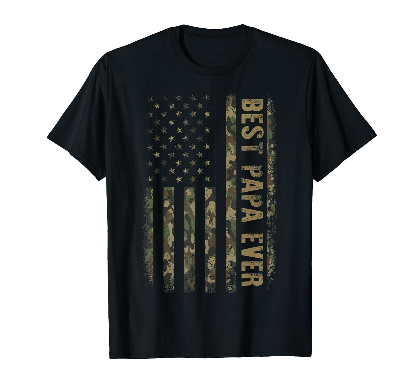 Best Papa Ever Camouflage American T-Shirt - Aesthetic Graphic for Adults - T-Shirt, Sweatshirt, Hoodie