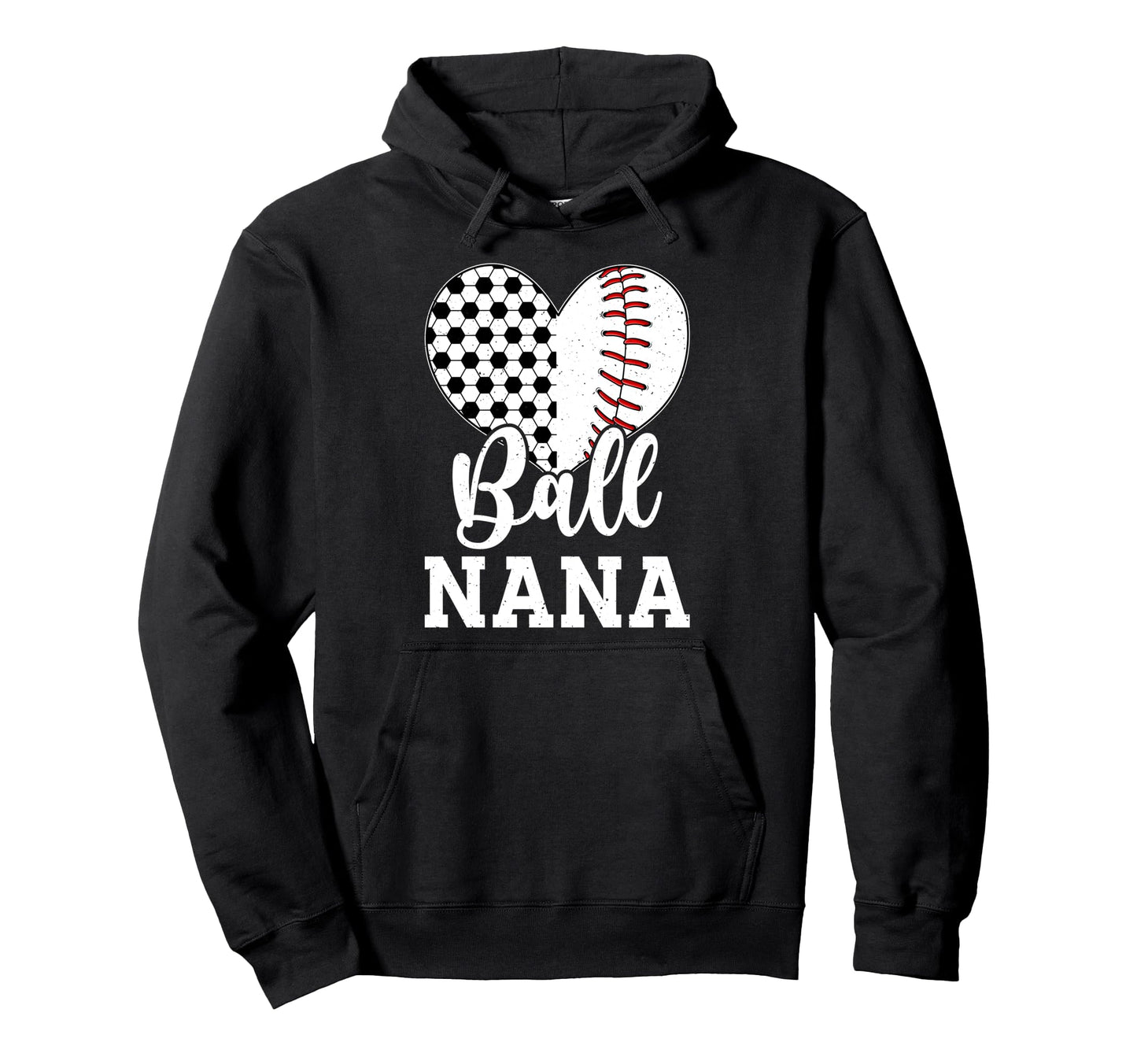 Ball Nana Grandma Heart Baseball Soccer Hoodie - Minimalist Print Unisex - T-Shirt, Sweatshirt, Hoodie