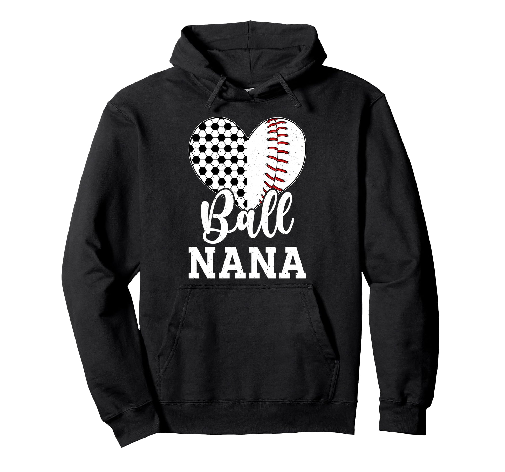 Ball Nana Grandma Heart Baseball Soccer Hoodie - Minimalist Print Unisex - T-Shirt, Sweatshirt, Hoodie