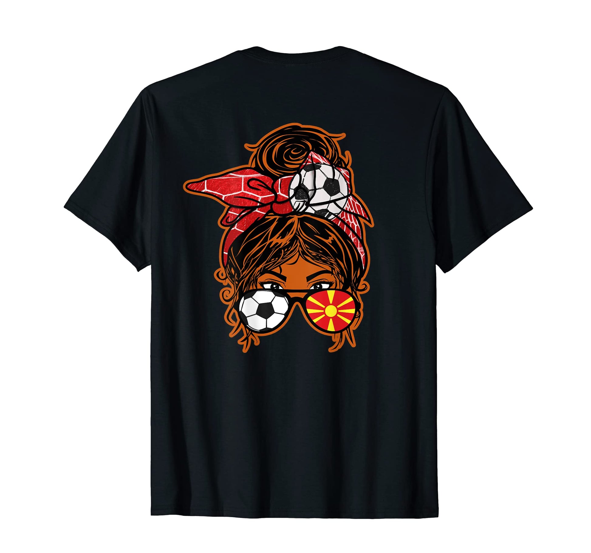 Messy Bun Hair Brown Skin Soccer T-Shirt - Custom Art Print Unisex - T-Shirt, Sweatshirt, Hoodie
