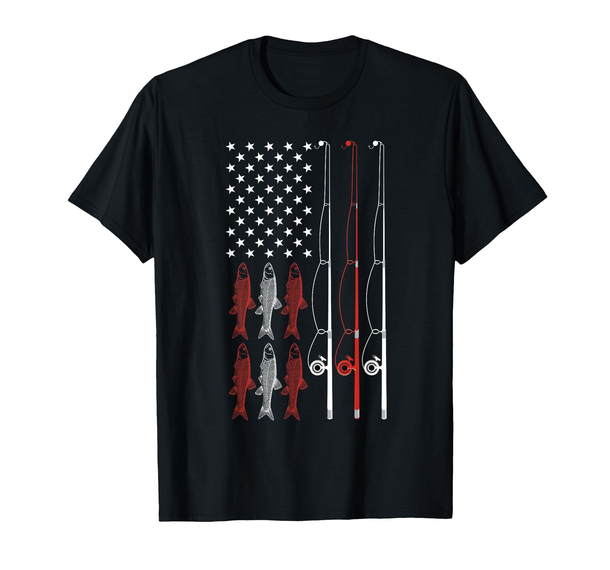 Usa Flag Fishing Dad Grandpa T-Shirt - Fun Novelty Design for Adults - T-Shirt, Sweatshirt, Hoodie
