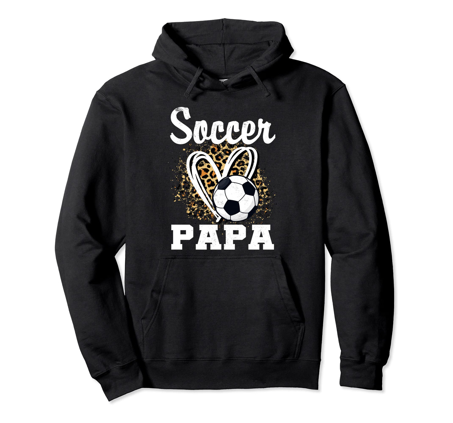 Soccer Papa Leopard Heart Hoodie - Custom Art Print Unisex - T-Shirt, Sweatshirt, Hoodie