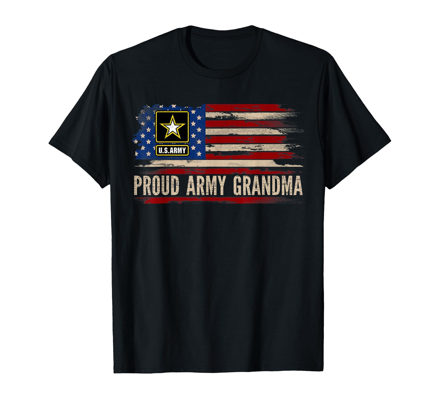 Proud Army Grandma American Flag T-Shirt - Casual Everyday Wear for Adults - T-Shirt, Sweatshirt, Hoodie