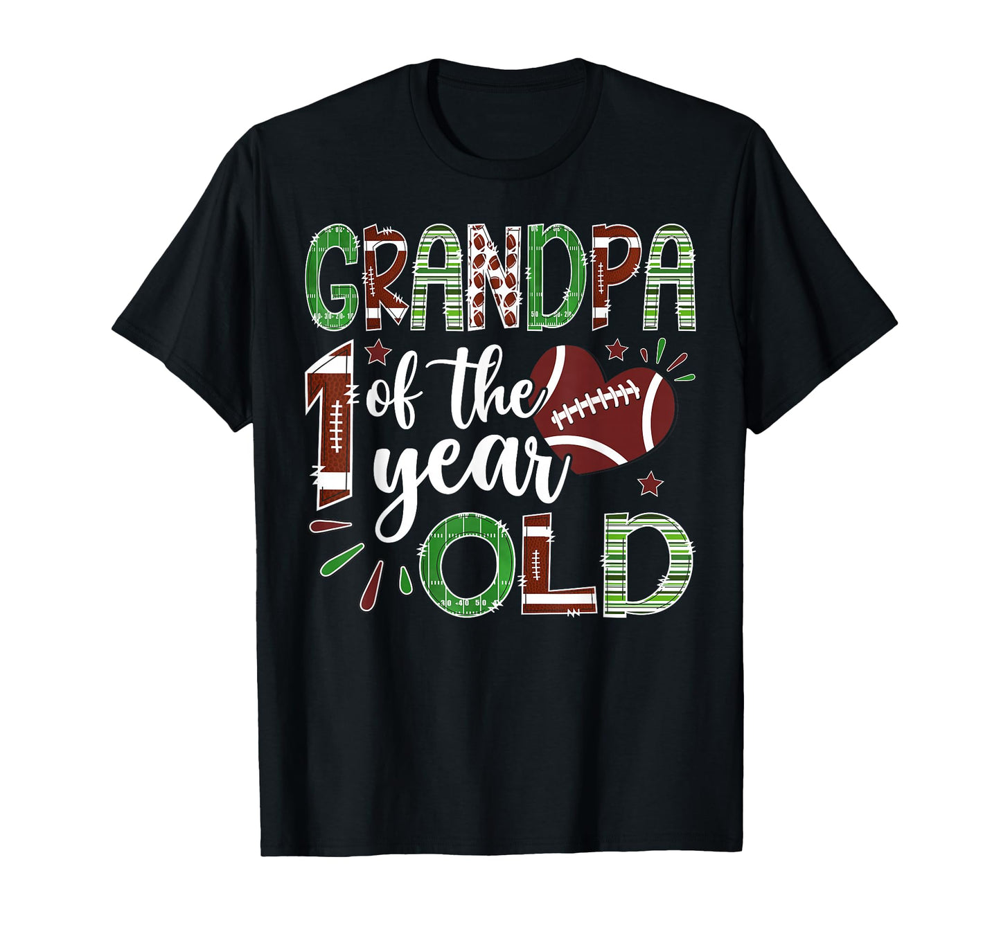 Grandpa 1 Year Old Football First Birthday T-Shirt - Trendy Graphic Unisex - T-Shirt, Sweatshirt, Hoodie