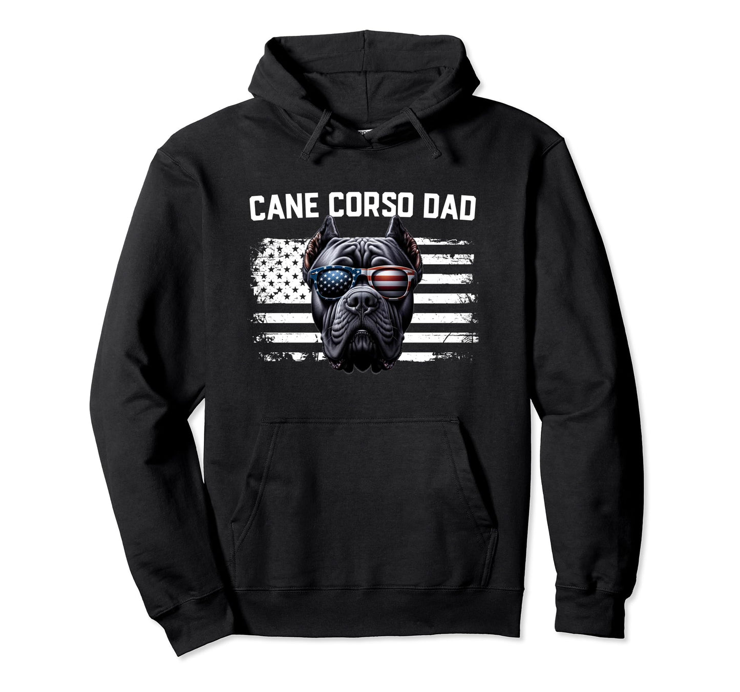 Best Cane Corso Dad Gift American Flag Hoodie - Custom Art Print Men Women - T-Shirt, Sweatshirt, Hoodie