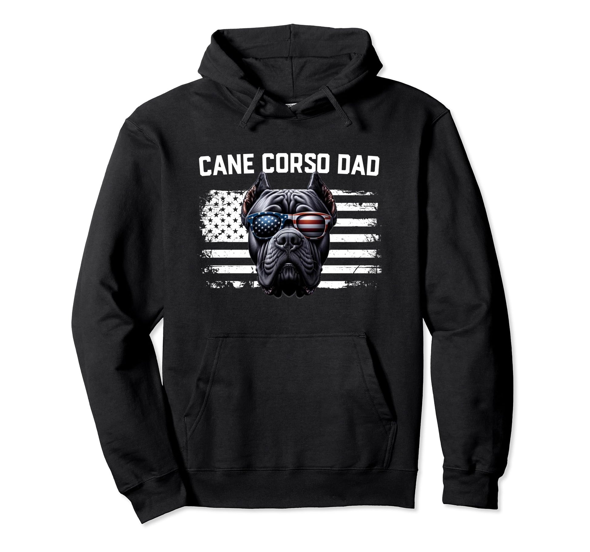 Best Cane Corso Dad Gift American Flag Hoodie - Custom Art Print Men Women - T-Shirt, Sweatshirt, Hoodie