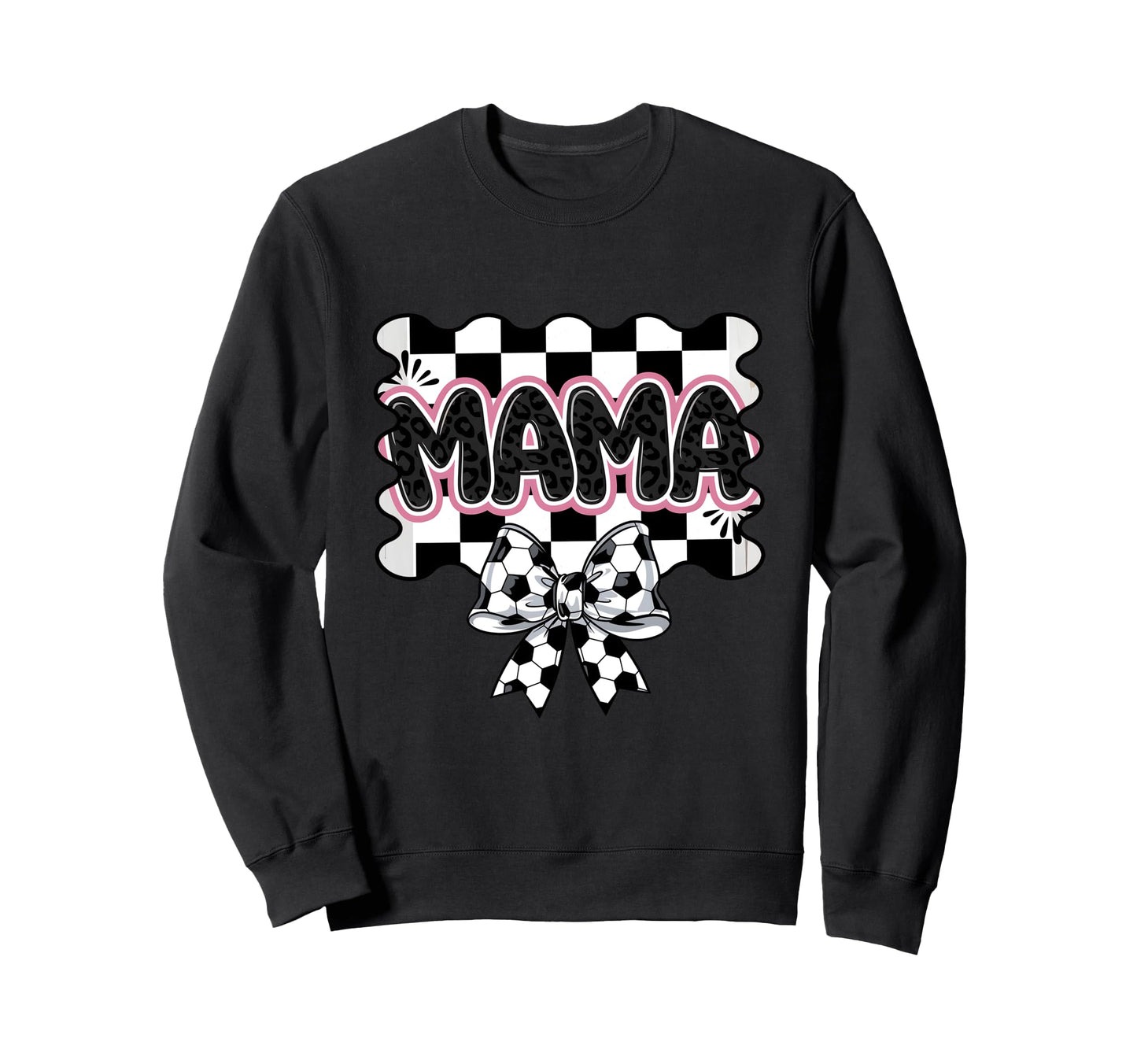 Checkered Soccer Mama Bow Leopard Sweatshirt - Trendy Graphic Men Women - T-Shirt, Sweatshirt, Hoodie