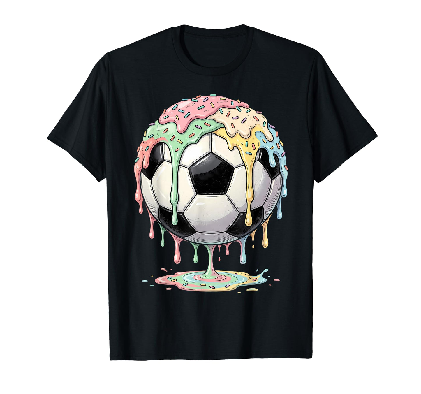 Ice Cream Drip Soccer Ball Soccer T-Shirt - Custom Art Print for Adults - T-Shirt, Sweatshirt, Hoodie