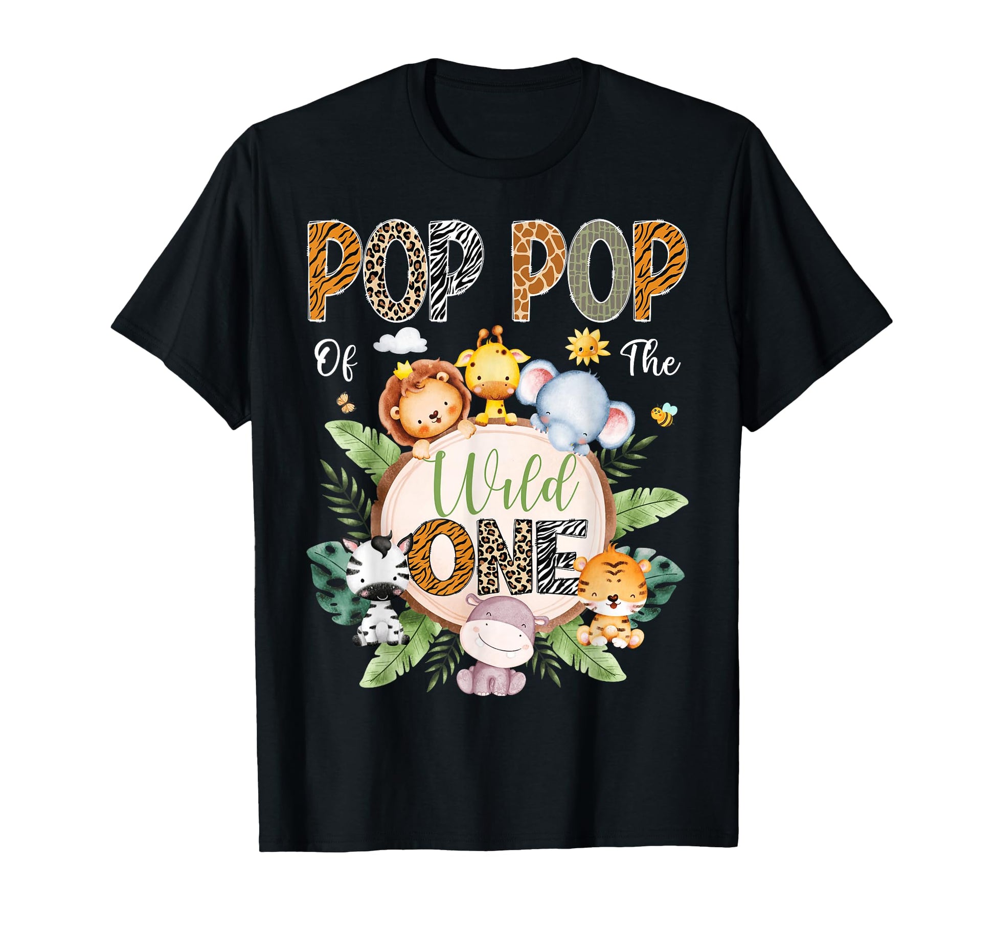 Pop Pop Wild One 1St Birthday Safari T-Shirt - Minimalist Print Unisex - T-Shirt, Sweatshirt, Hoodie
