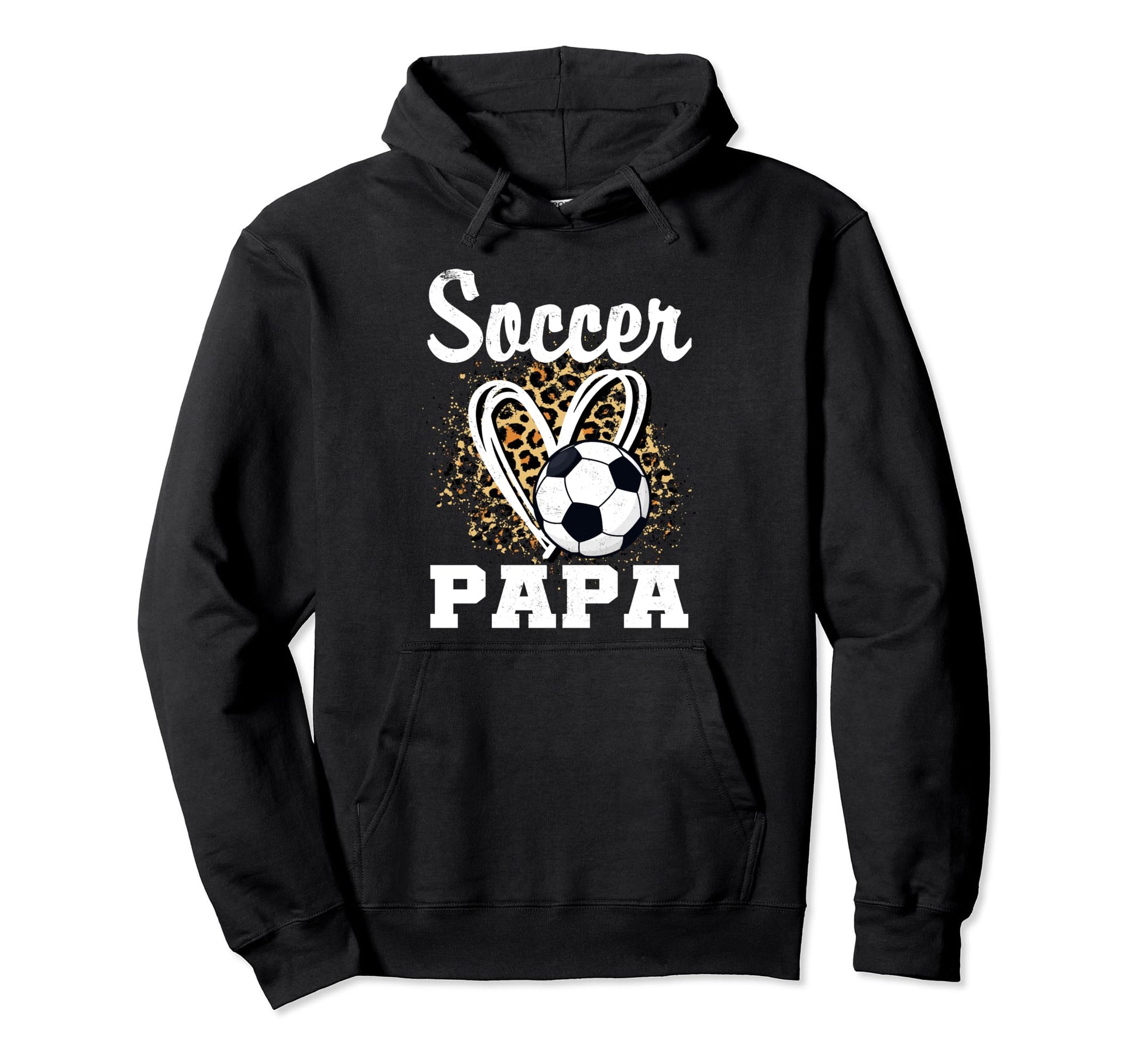 Soccer Papa Leopard Heart Matching Fathers Hoodie - Trendy Graphic Unisex - T-Shirt, Sweatshirt, Hoodie