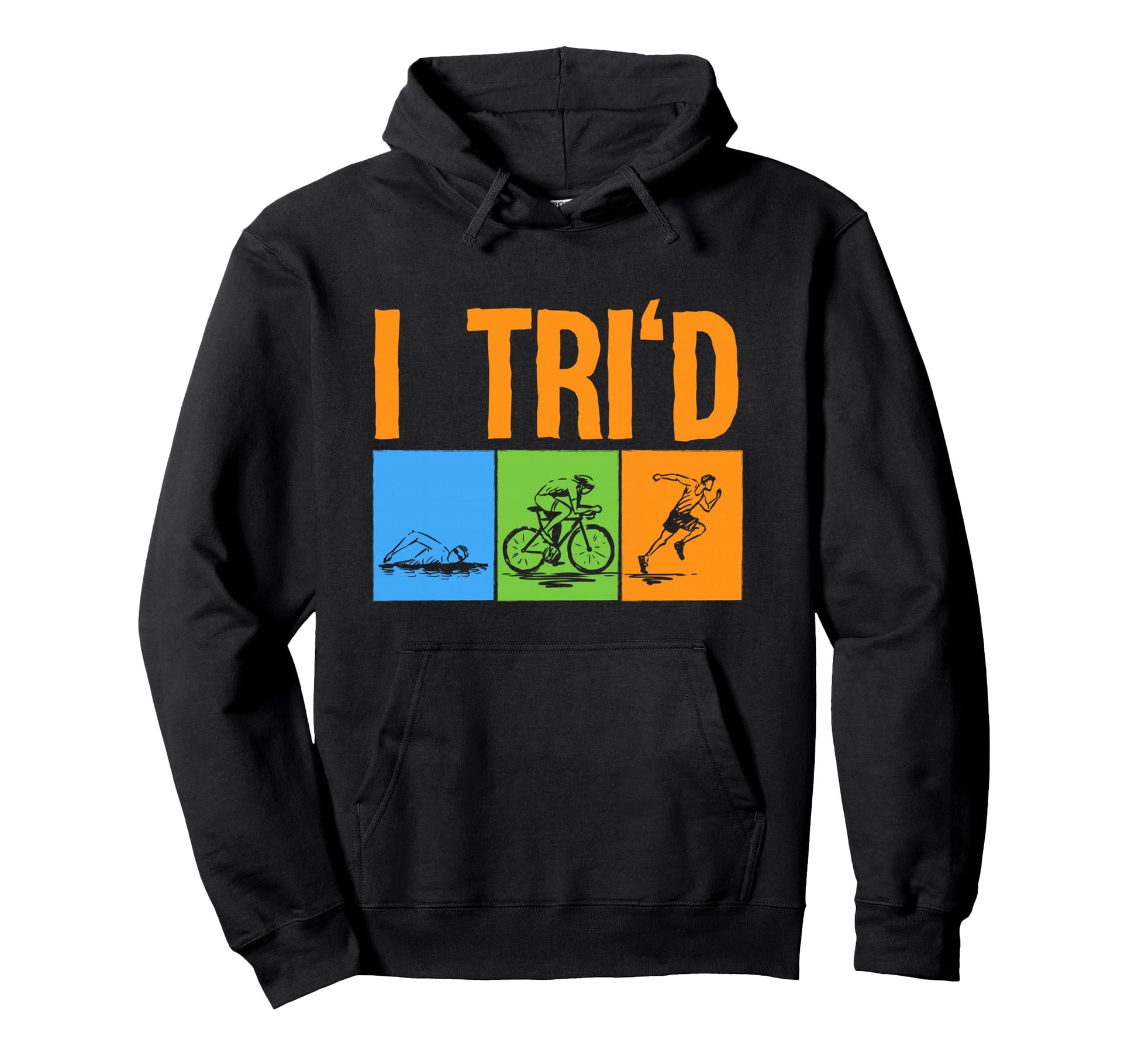 Triathlon Art Swim Bike Run Triathlete Hoodie - Minimalist Print for Adults - T-Shirt, Sweatshirt, Hoodie