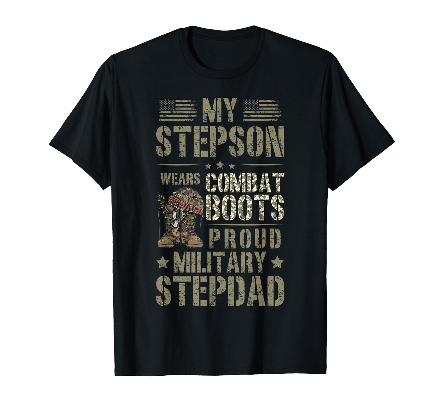 Proud Military Stepdad Military T-Shirt - Trendy Graphic for Adults - T-Shirt, Sweatshirt, Hoodie
