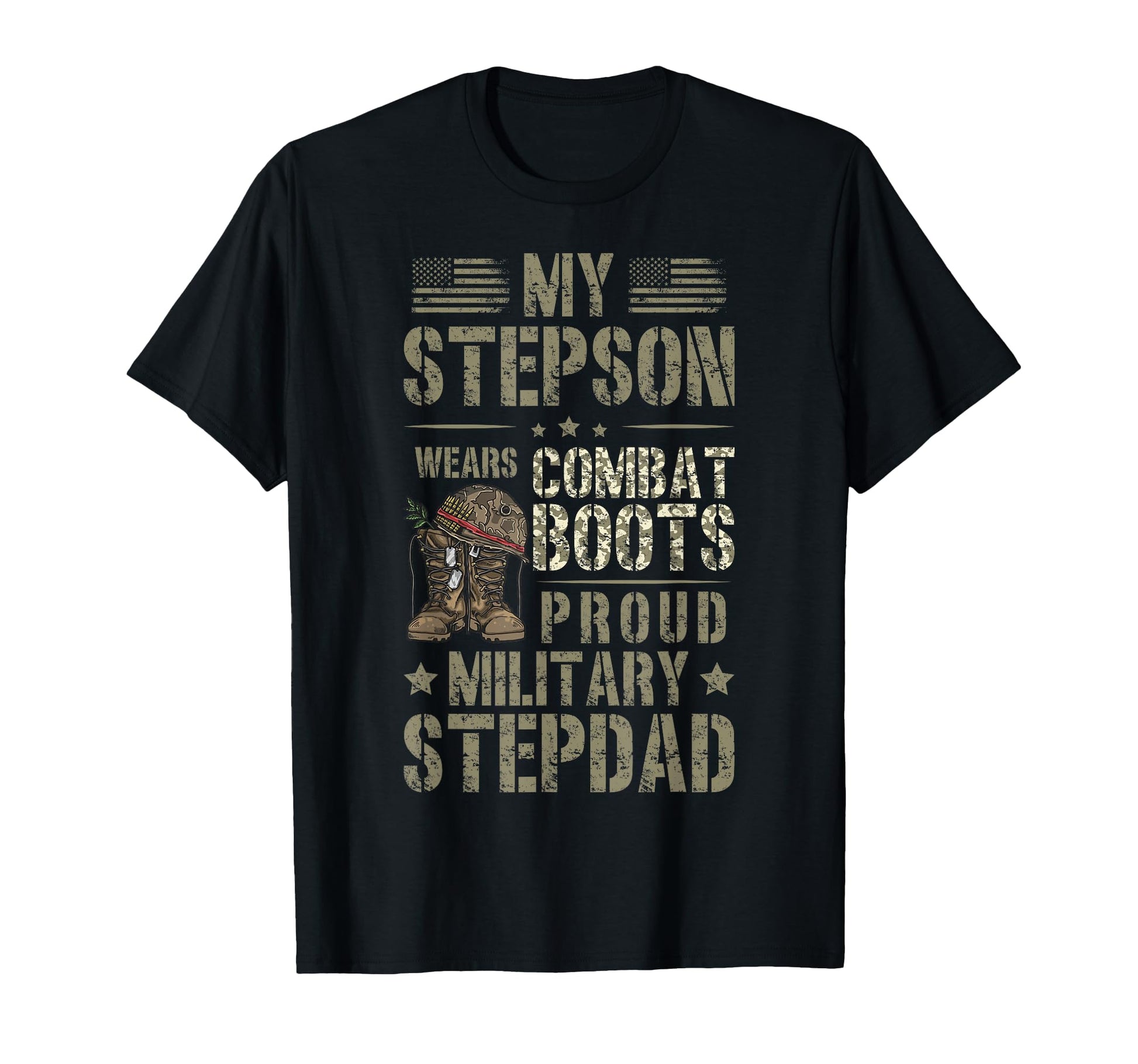 Proud Military Stepdad Military T-Shirt - Trendy Graphic for Adults - T-Shirt, Sweatshirt, Hoodie