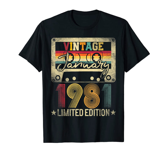 1981 January 42Nd Birthday Gift T-Shirt - Novelty Apparel for Adults - T-Shirt, Sweatshirt, Hoodie