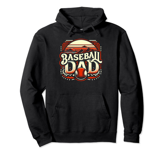 Baseball Dad Fathers Day Hoodie - Fun Novelty Design for Adults - T-Shirt, Sweatshirt, Hoodie
