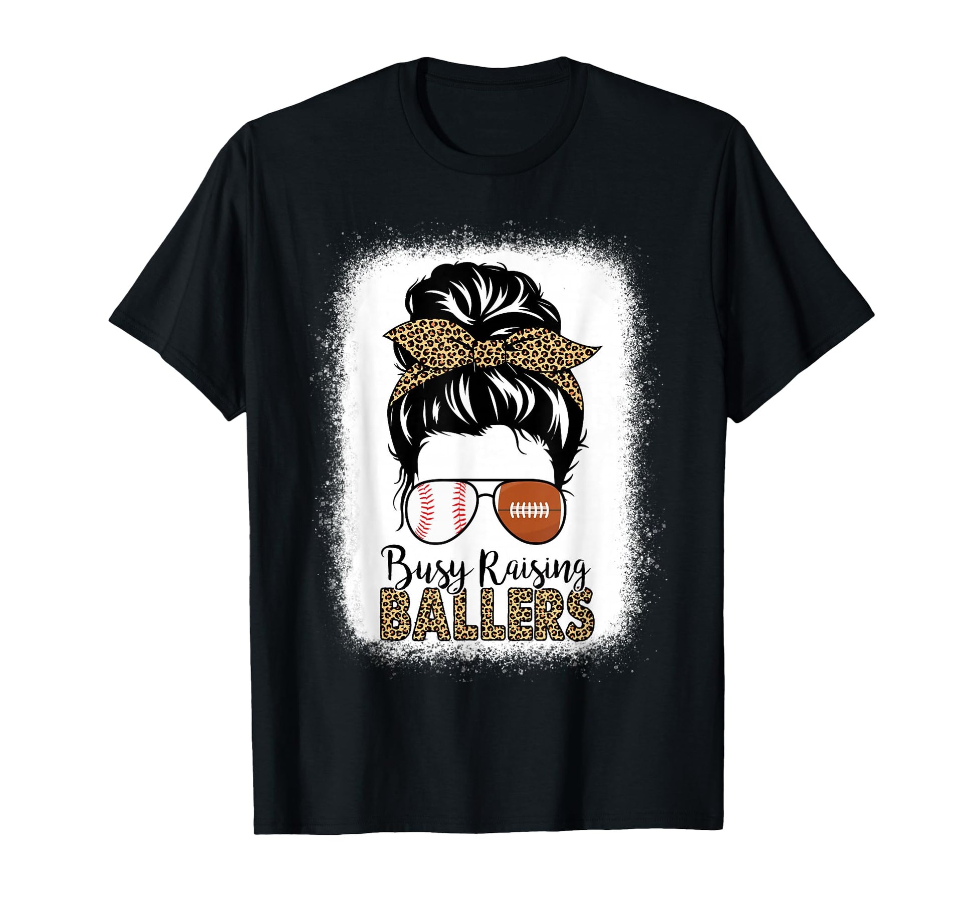 Baseball Football Mom Messy Bun Busy T-Shirt - Graphic Print for Adults - T-Shirt, Sweatshirt, Hoodie