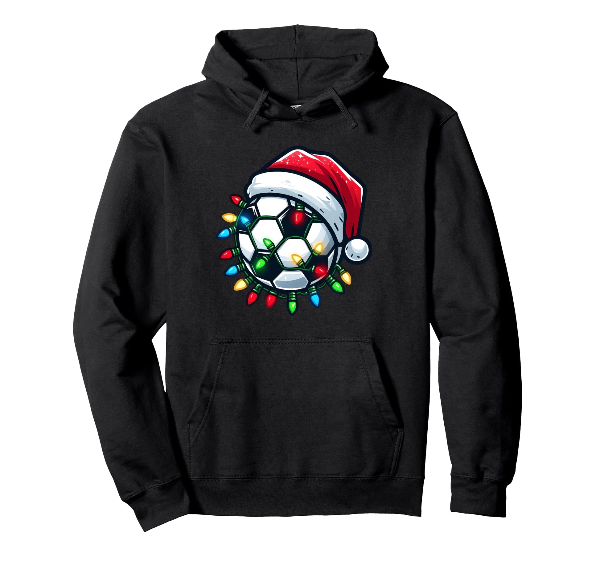 Soccer Ball Santa Hat Player Pajama Hoodie - Minimalist Print Men Women - T-Shirt, Sweatshirt, Hoodie