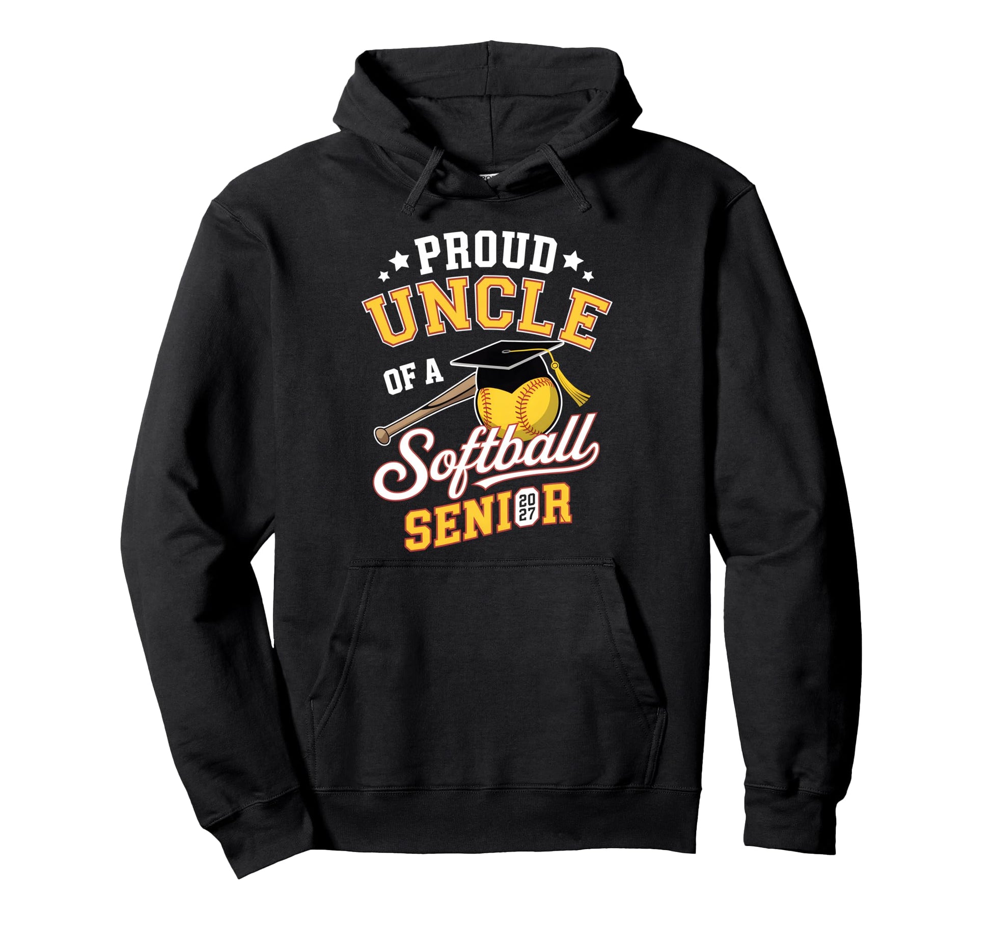 Proud Uncle Softball Senior 2027 Hoodie - Casual Everyday Wear for Adults - T-Shirt, Sweatshirt, Hoodie