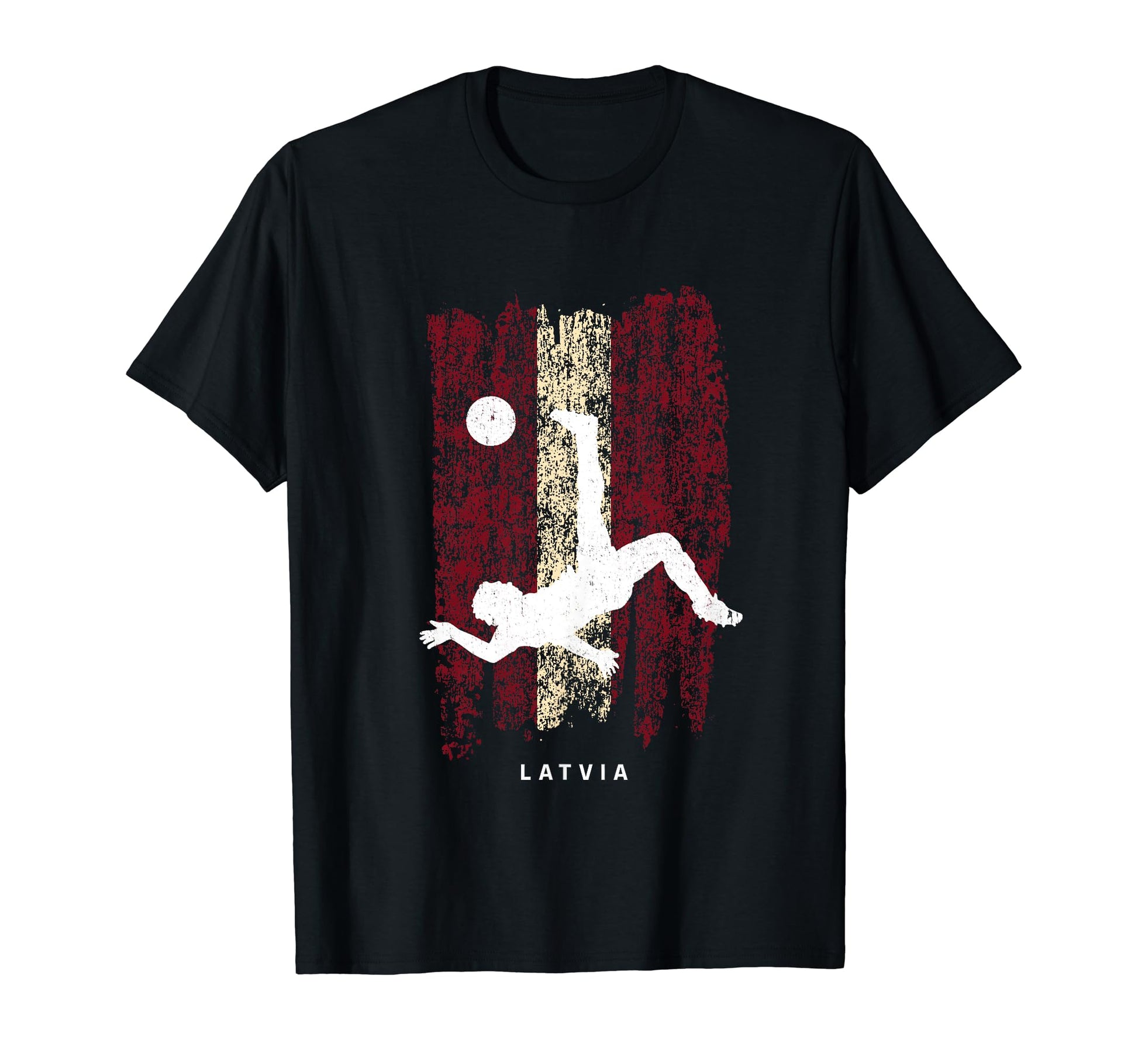 Latvia Flag Soccer Player Silhouette T-Shirt - Minimalist Print Unisex - T-Shirt, Sweatshirt, Hoodie