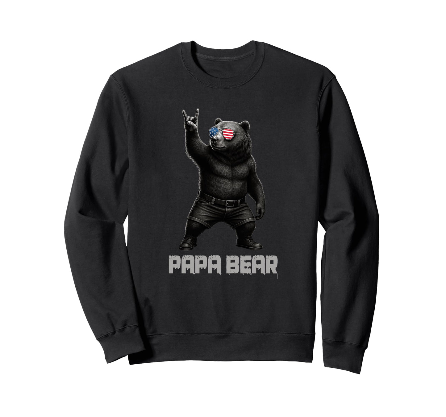 Papa Bear Grizzly Bear Rock Gesture Sweatshirt - Trendy Graphic Men Women - T-Shirt, Sweatshirt, Hoodie