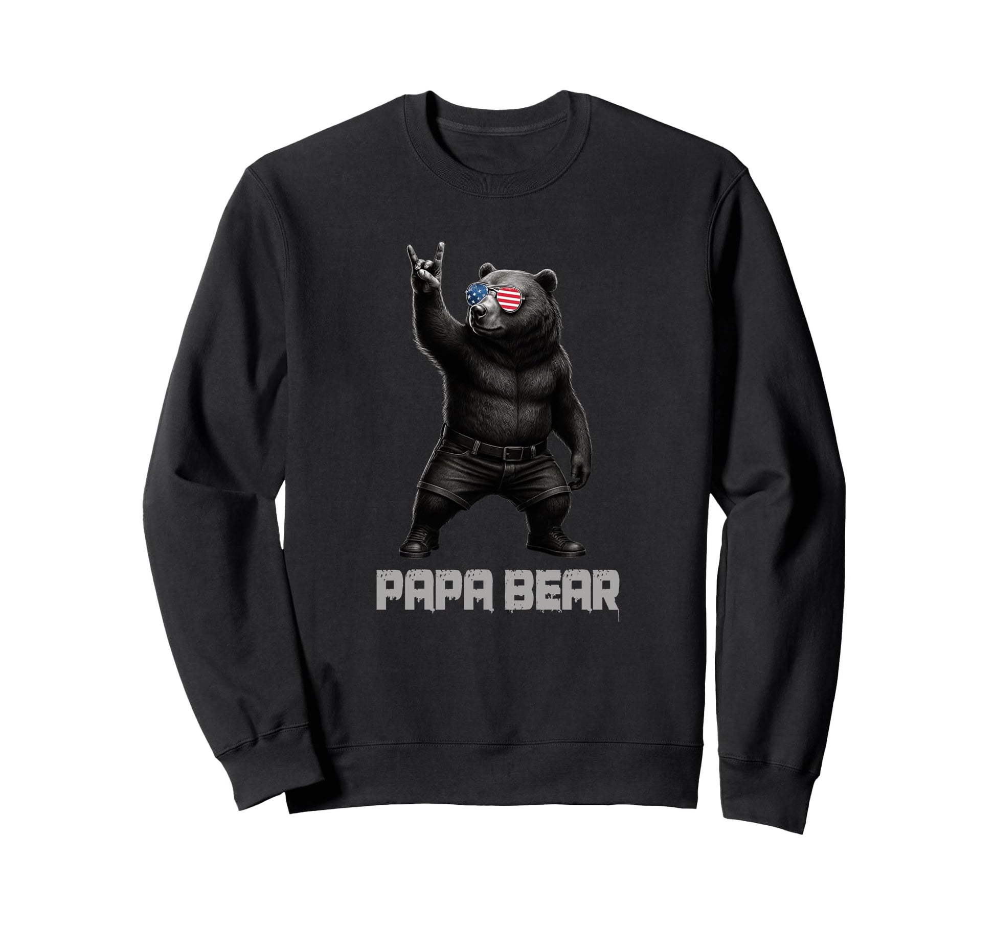 Papa Bear Grizzly Bear Rock Gesture Sweatshirt - Trendy Graphic Men Women - T-Shirt, Sweatshirt, Hoodie