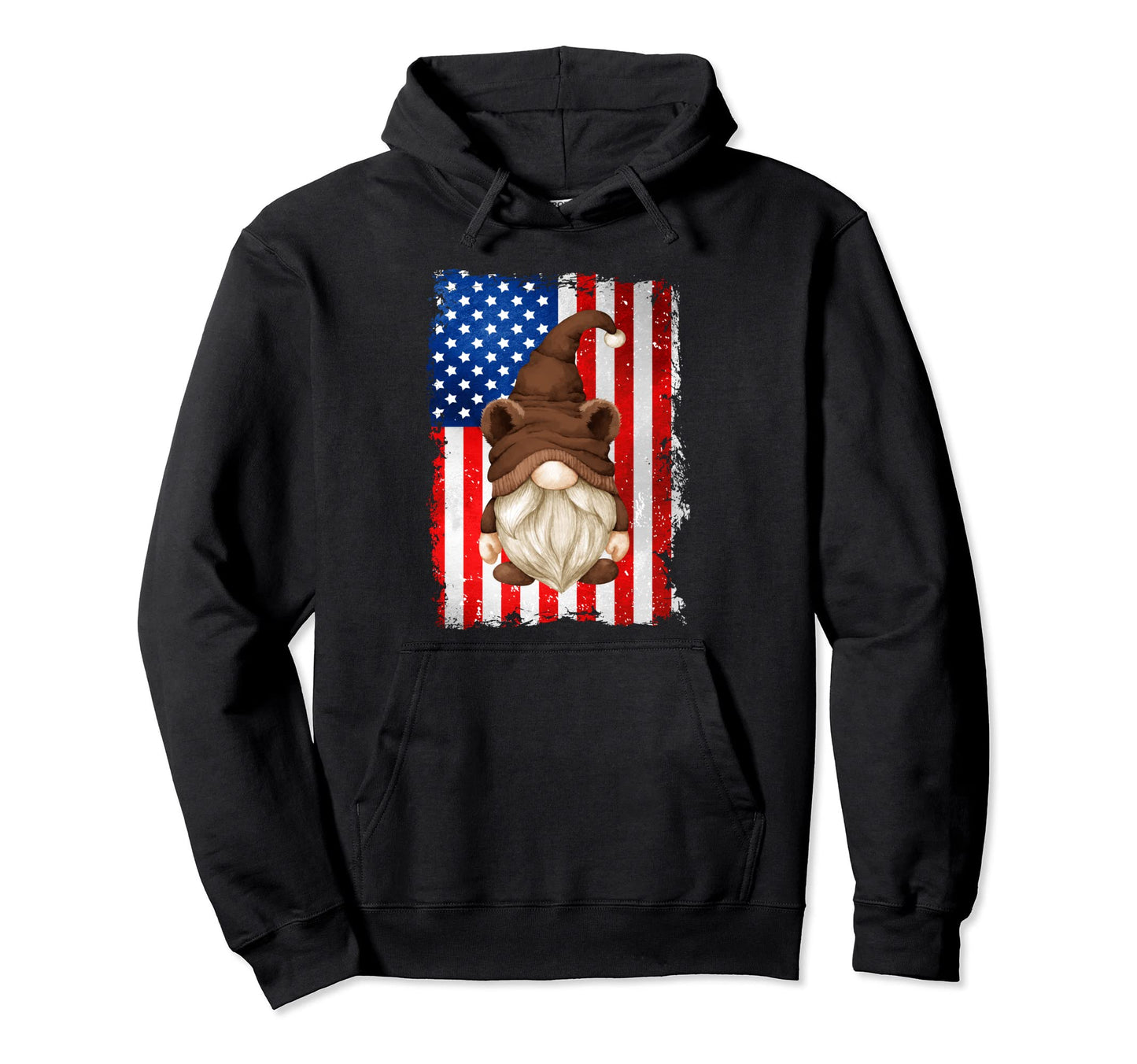 Patriotic Bear Usa Gnome 4Th July Hoodie - Aesthetic Graphic for Adults - T-Shirt, Sweatshirt, Hoodie