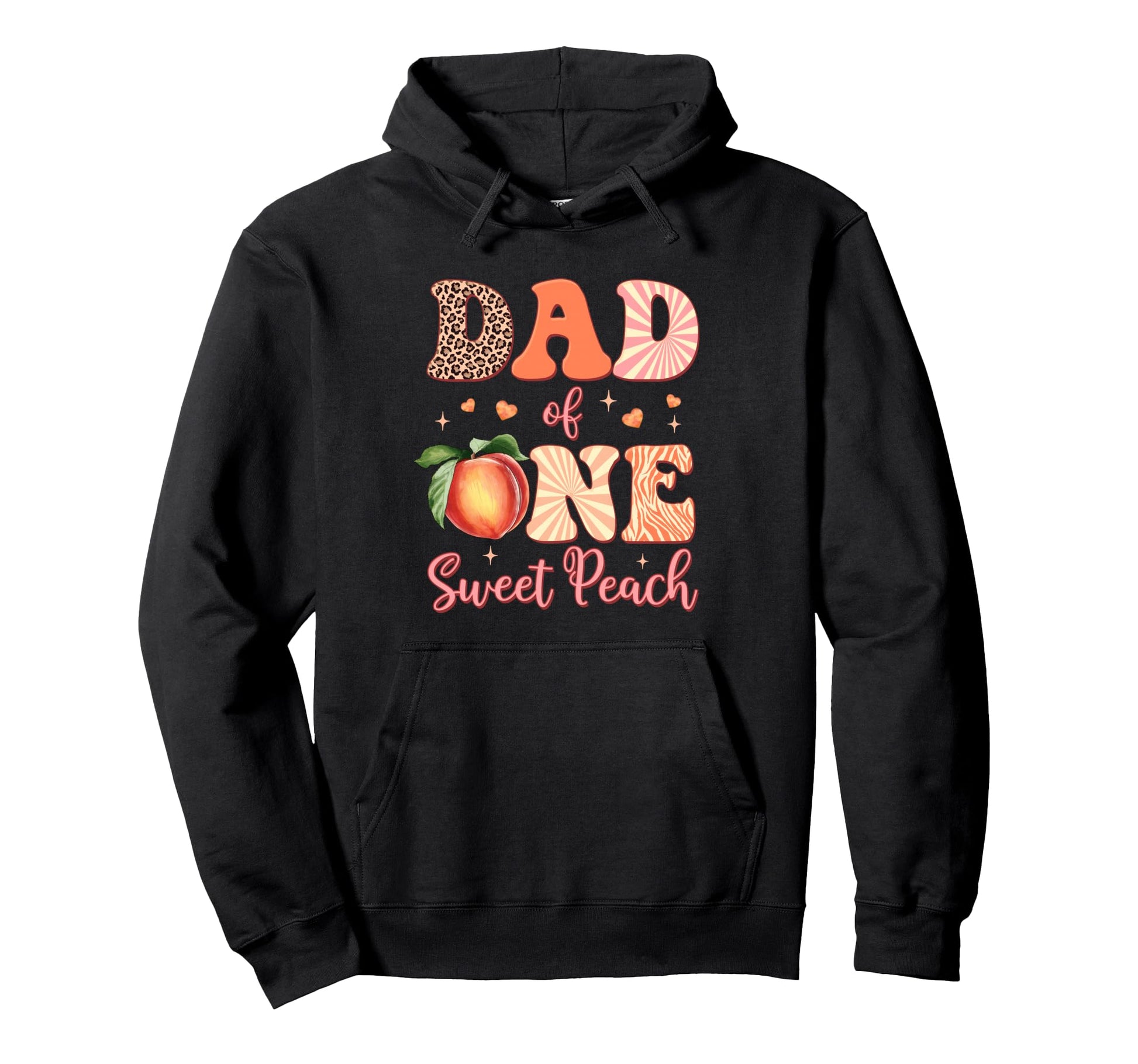 Dad One Sweet Peach First Birthday Peach Hoodie - Minimalist Print Unisex - T-Shirt, Sweatshirt, Hoodie
