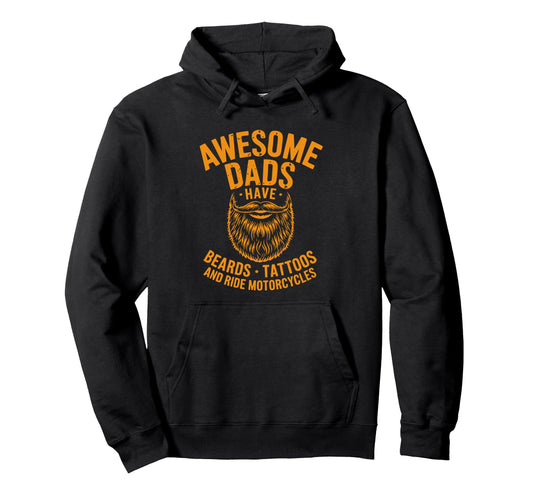 Awesome Dads Have Beards Tattoos Hoodie - Aesthetic Graphic Unisex - T-Shirt, Sweatshirt, Hoodie
