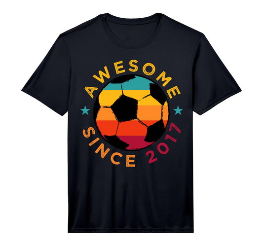 Awesome Since 2017 Soccer Birthday T-Shirt - Custom Art Print for Adults - T-Shirt, Sweatshirt, Hoodie
