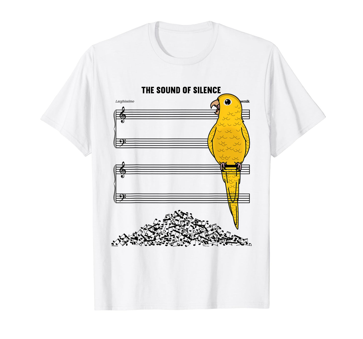 Sound Silence I Golden Conure Parrot T-Shirt - Minimalist Print for Adults - T-Shirt, Sweatshirt, Hoodie