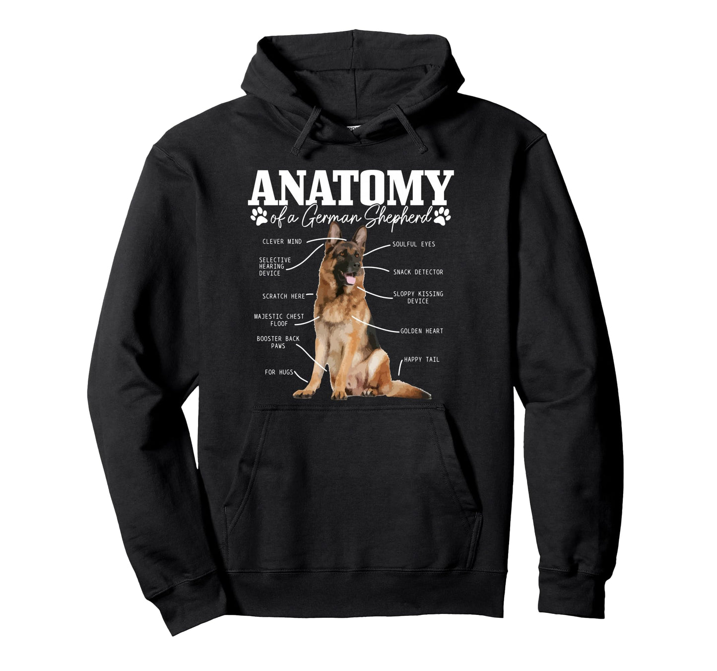 Anatomy German Shepherd Funny Dog Hoodie - Fun Novelty Design Men Women - T-Shirt, Sweatshirt, Hoodie