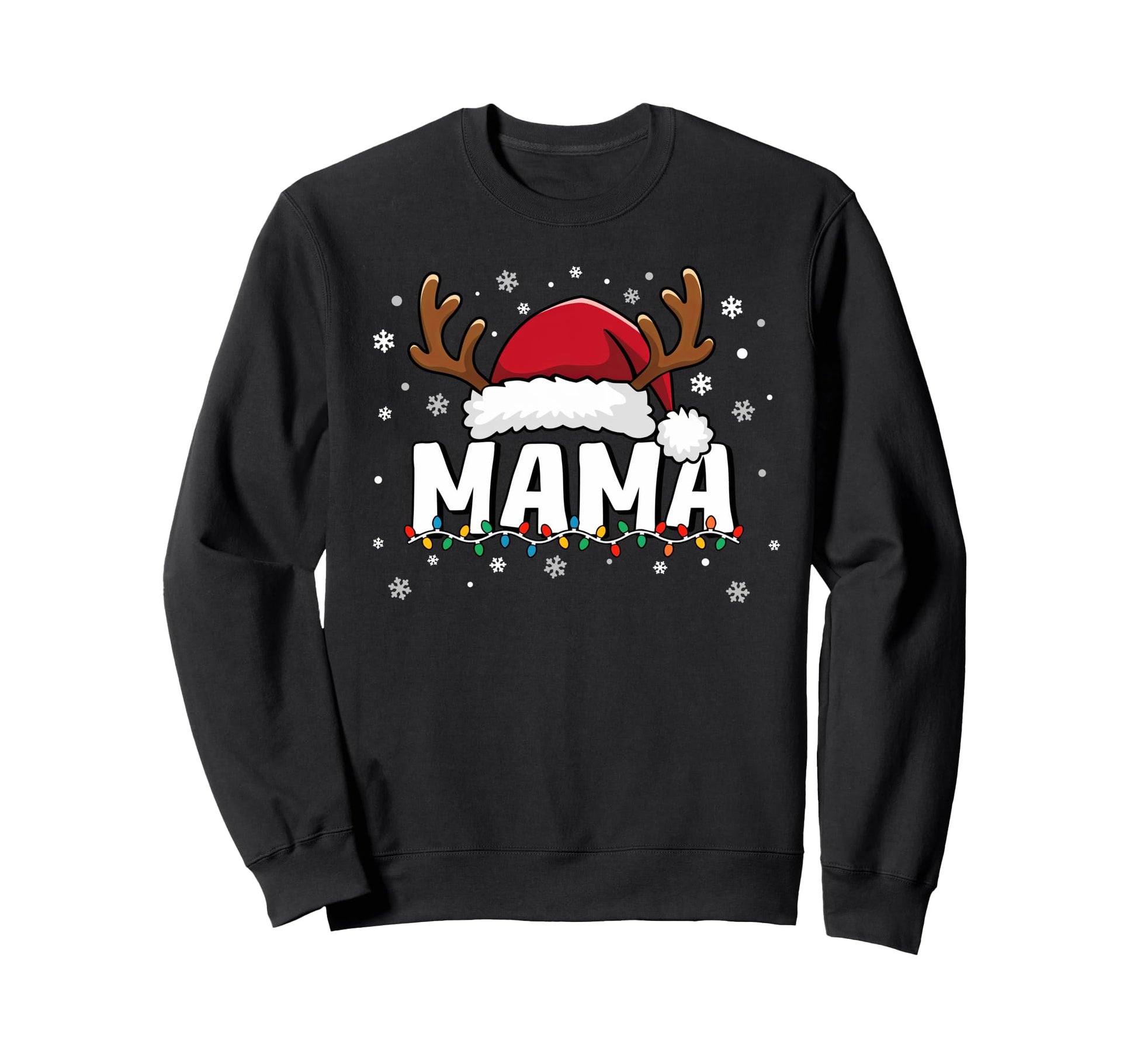 Mama Grandma Santa Hat Reindeer Sweatshirt - Streetwear Style Unisex - T-Shirt, Sweatshirt, Hoodie