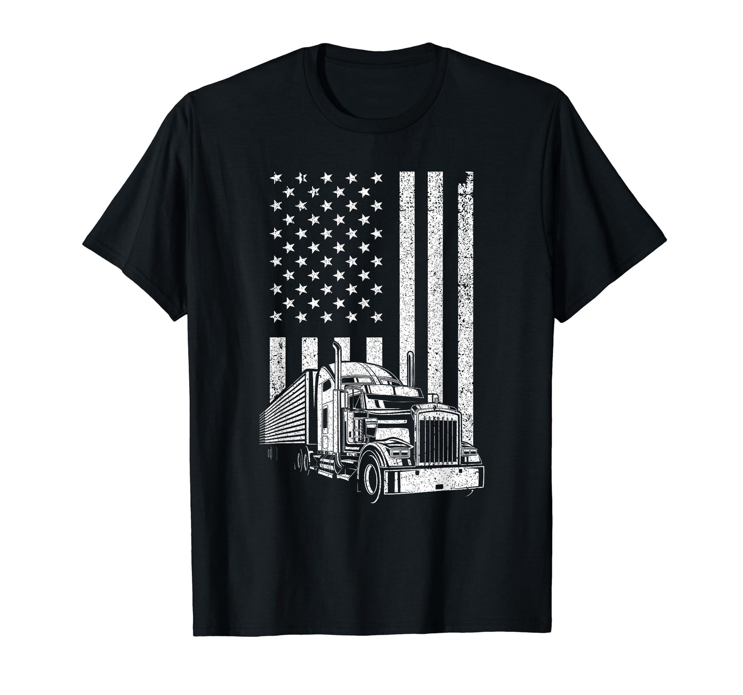 Trucker Dad Semi Truck Driver Us Flag T-Shirt - Minimalist Print Unisex - T-Shirt, Sweatshirt, Hoodie