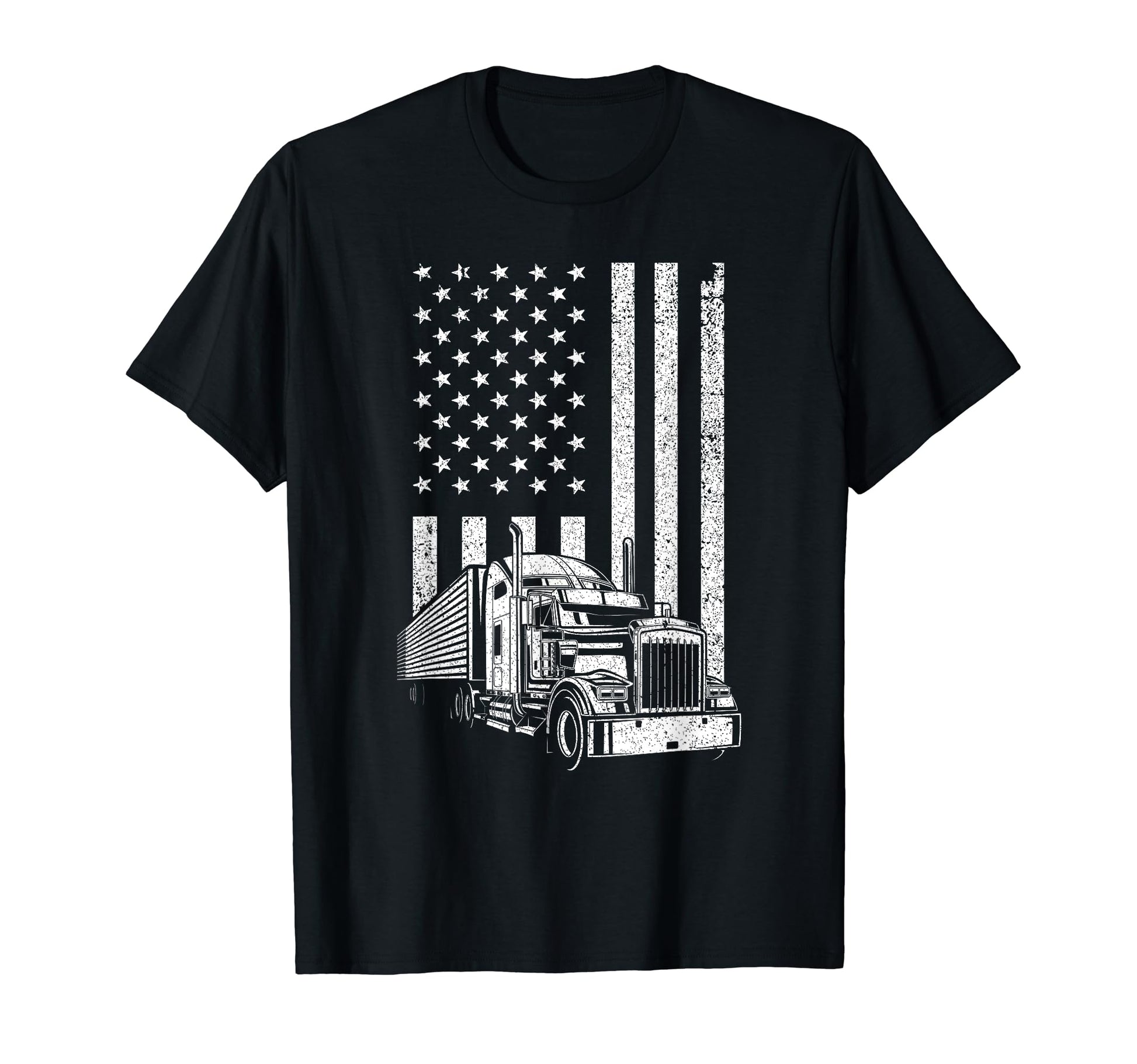 Trucker Dad Semi Truck Driver Us Flag T-Shirt - Minimalist Print Unisex - T-Shirt, Sweatshirt, Hoodie