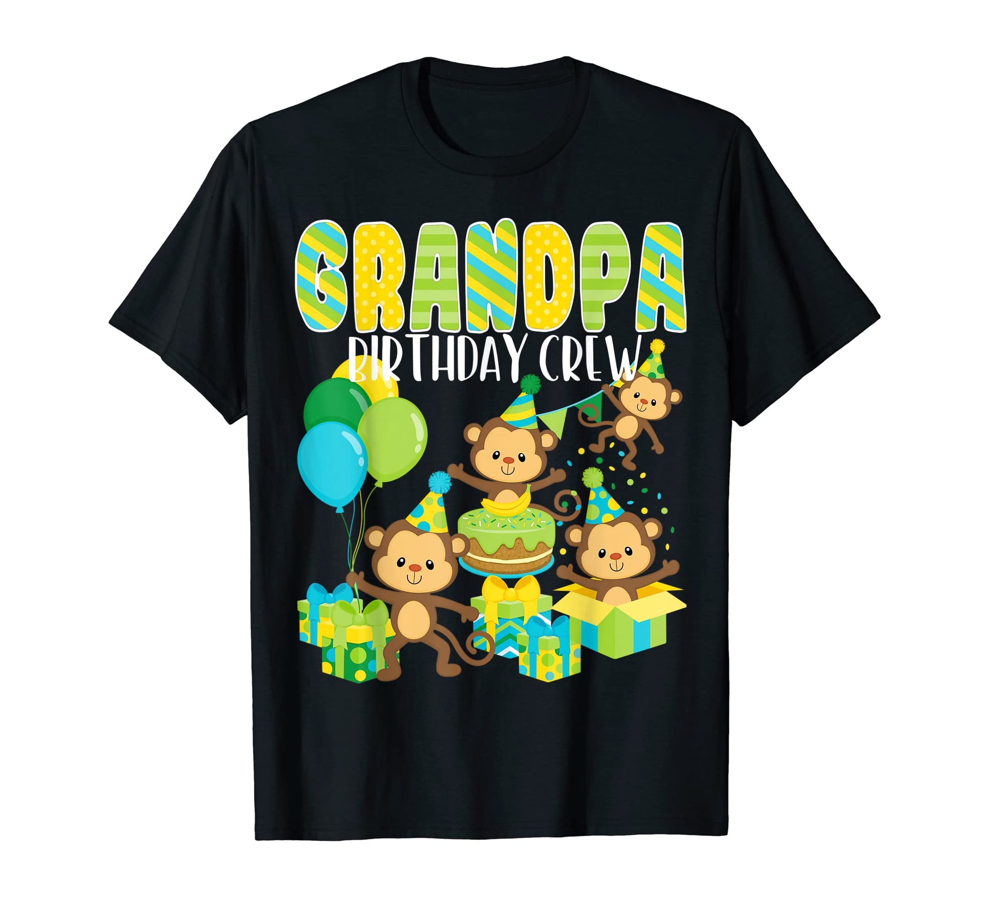 Birthday Party Monkey Grandpa Birthday T-Shirt - Custom Art Print Unisex - T-Shirt, Sweatshirt, Hoodie