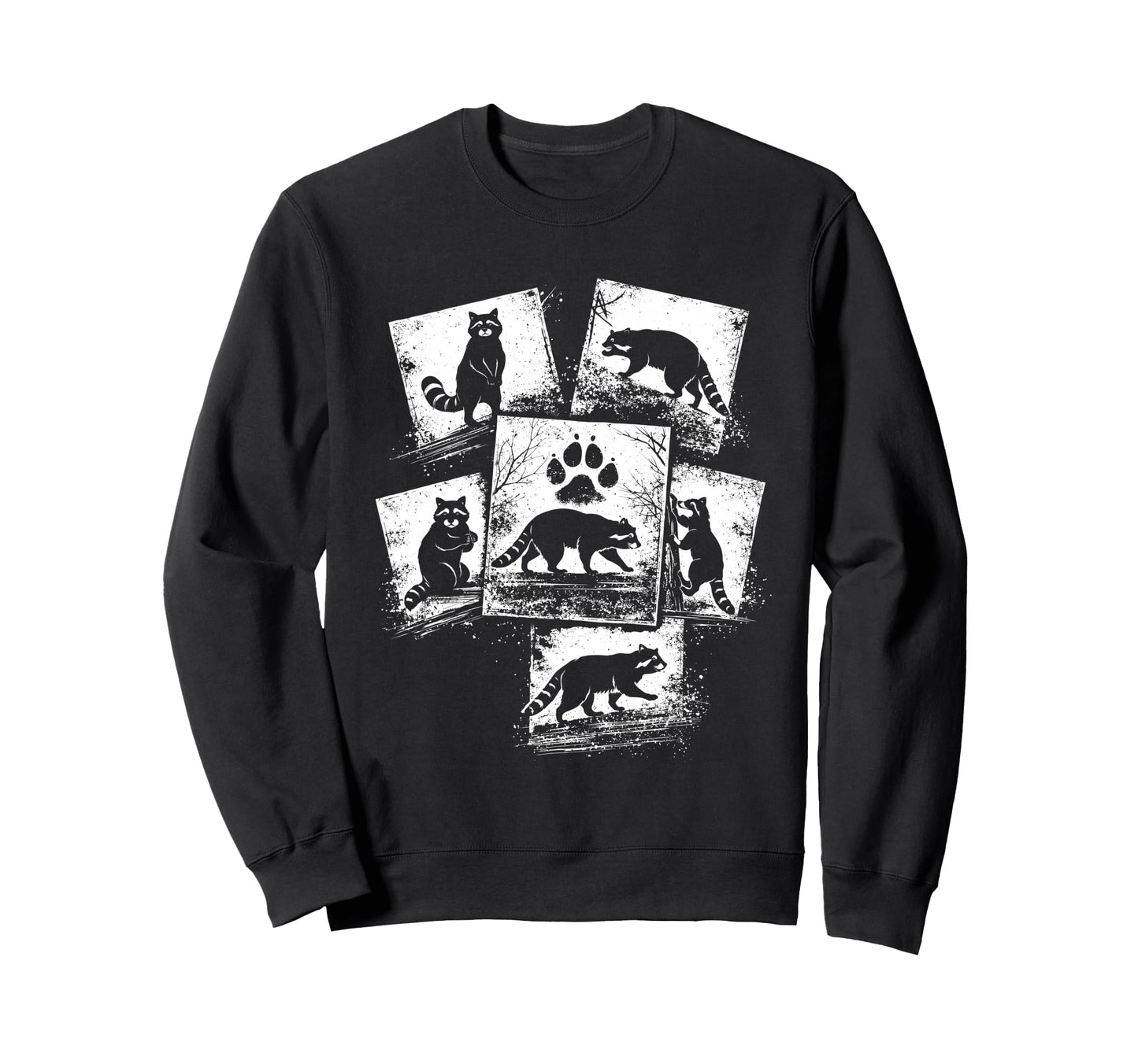 Raccoon Collage Trash Panda Animal Sweatshirt - Unique Graphic Unisex - T-Shirt, Sweatshirt, Hoodie