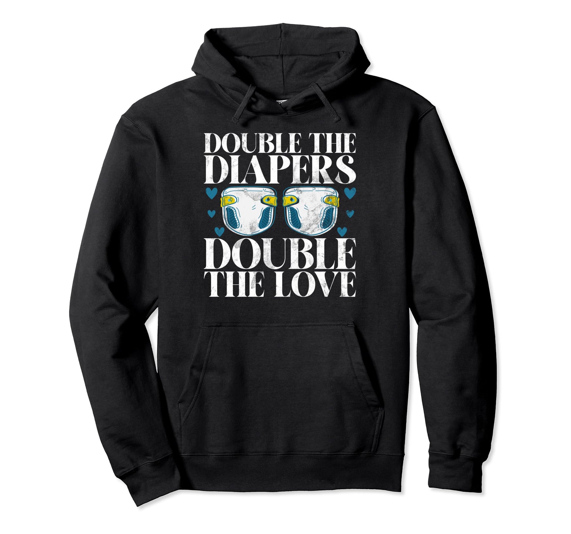 Double Diapers Double Love Twin Dad Hoodie - Trendy Graphic for Adults - T-Shirt, Sweatshirt, Hoodie