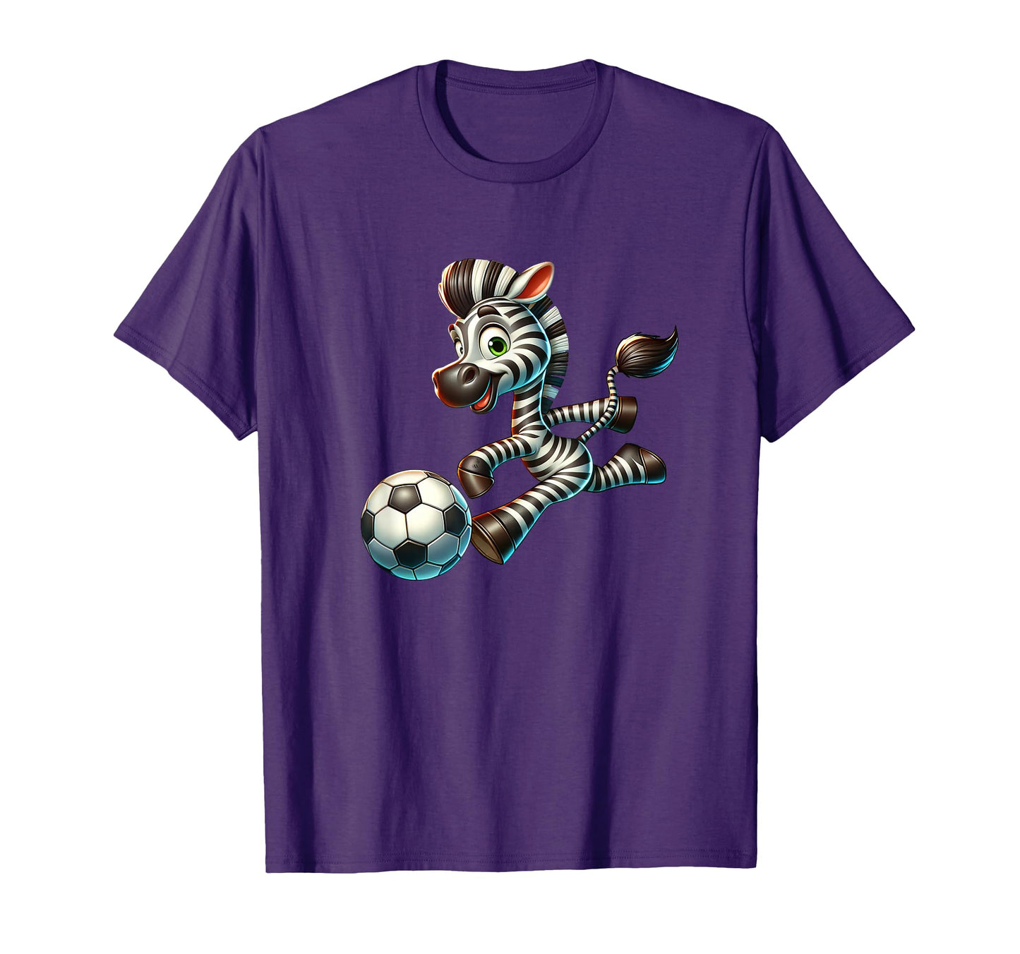 Cartoon Zebra Soccer Player T-Shirt - Minimalist Print for Adults - T-Shirt, Sweatshirt, Hoodie