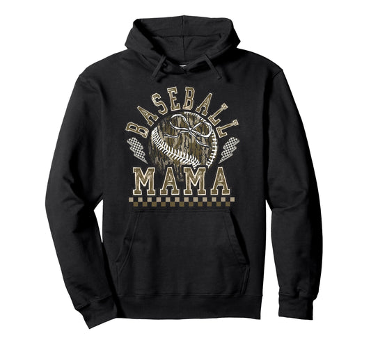 Baseball Camo Mama Game Day Tis Hoodie - Casual Everyday Wear Unisex - T-Shirt, Sweatshirt, Hoodie