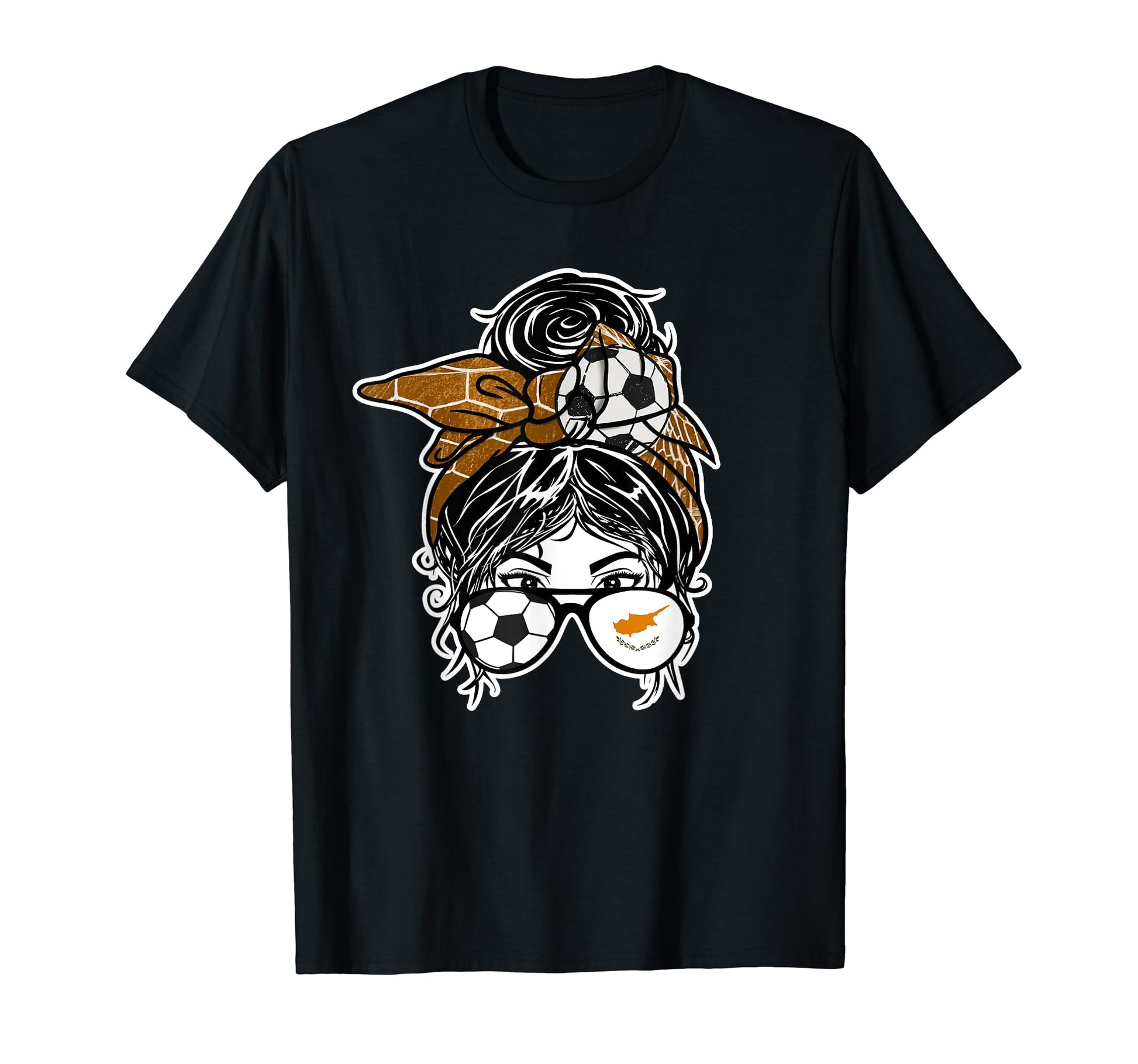 Messy Bun Hair Cypriot Soccer Cyprus T-Shirt - Minimalist Print Men Women - T-Shirt, Sweatshirt, Hoodie