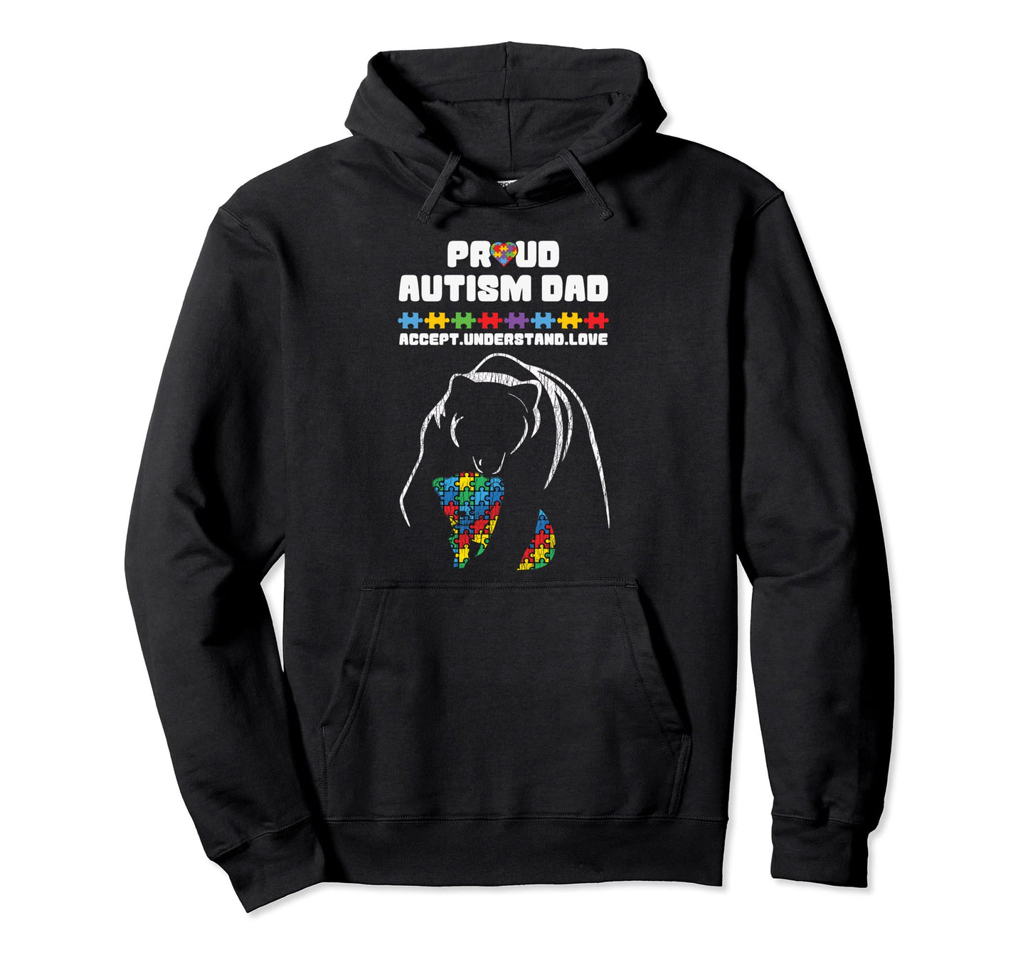 Autism Awareness Dad Accept Proud Autism Hoodie - Unique Graphic Unisex - T-Shirt, Sweatshirt, Hoodie