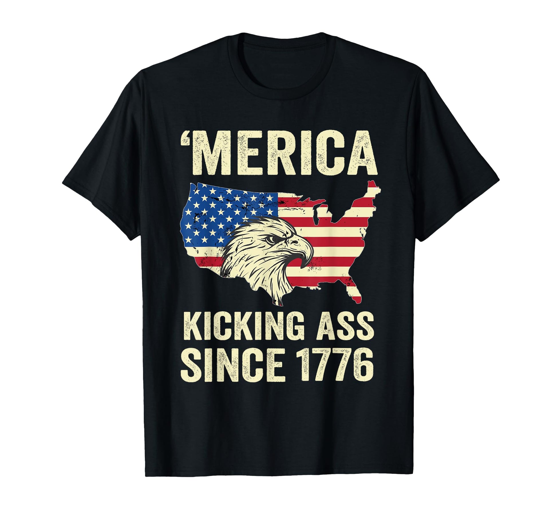 Merica Kicking Ass Since 1776 4Th July T-Shirt - Novelty Apparel Men Women - T-Shirt, Sweatshirt, Hoodie
