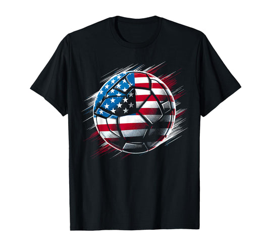 American Flag Soccer Ball T-Shirt - Minimalist Print for Adults - T-Shirt, Sweatshirt, Hoodie