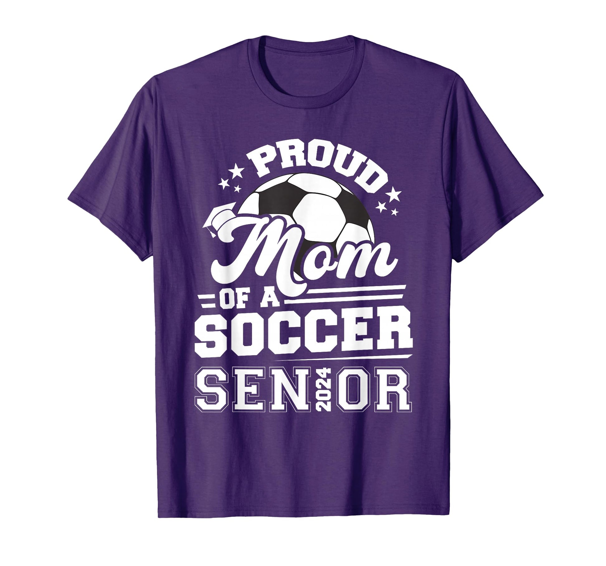 Proud Mom Soccer Ball Senior 2024 T-Shirt - Fun Novelty Design for Adults - T-Shirt, Sweatshirt, Hoodie