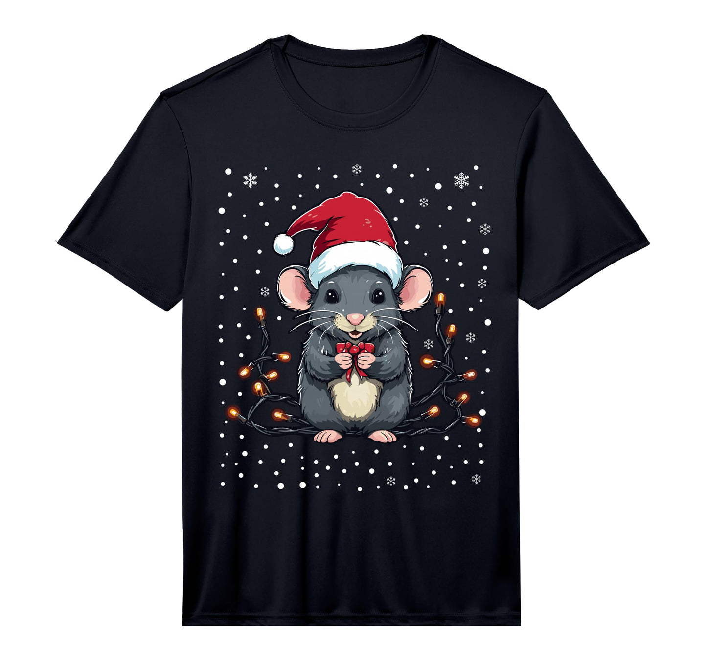 Rat Lights Mouse Santa Hat Pajama T-Shirt - Novelty Apparel Men Women - T-Shirt, Sweatshirt, Hoodie